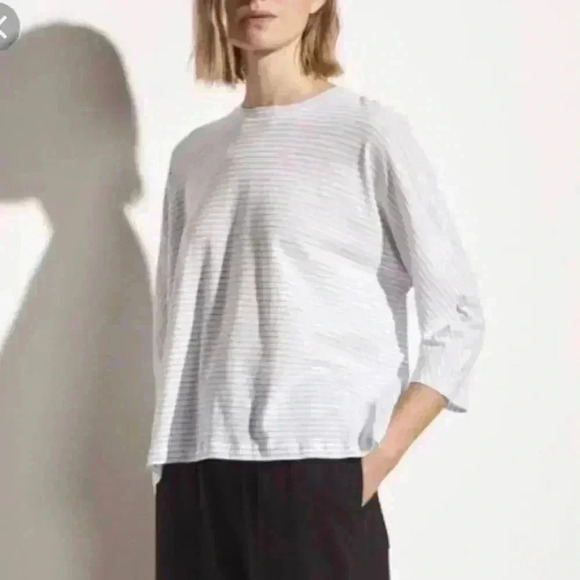 Vince. | White & Blue Top w/Dolman Style Sleeves - Picture 3 of 8